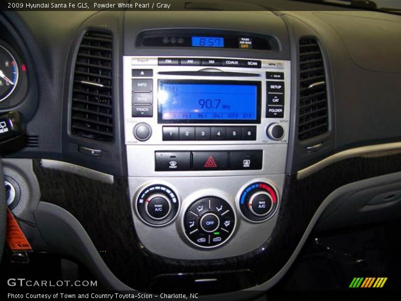 Powder White Pearl / Gray 2009 Hyundai Santa Fe GLS