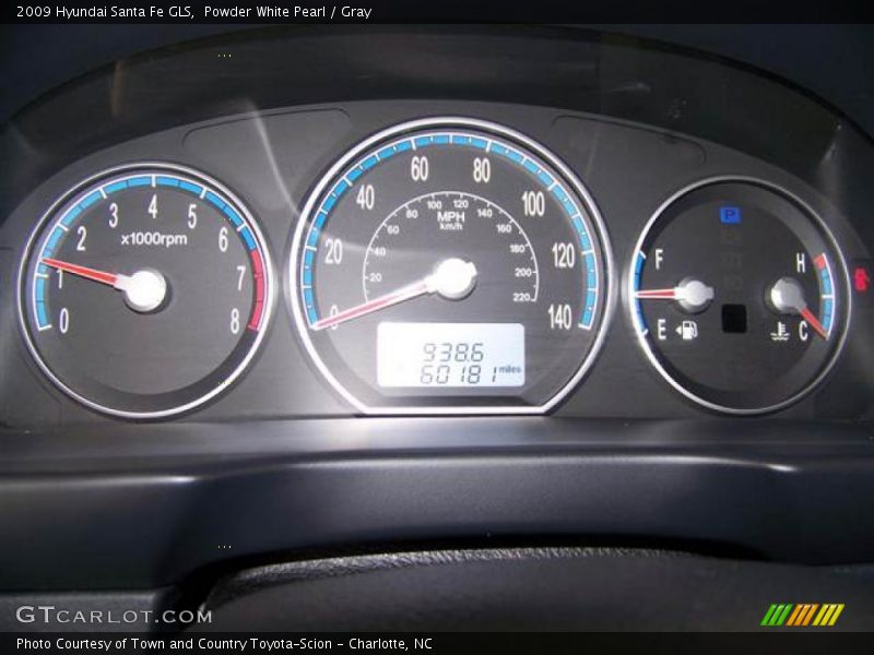 Powder White Pearl / Gray 2009 Hyundai Santa Fe GLS