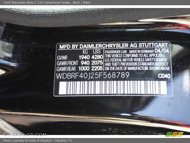 Black / Black 2005 Mercedes-Benz C 230 Kompressor Sedan
