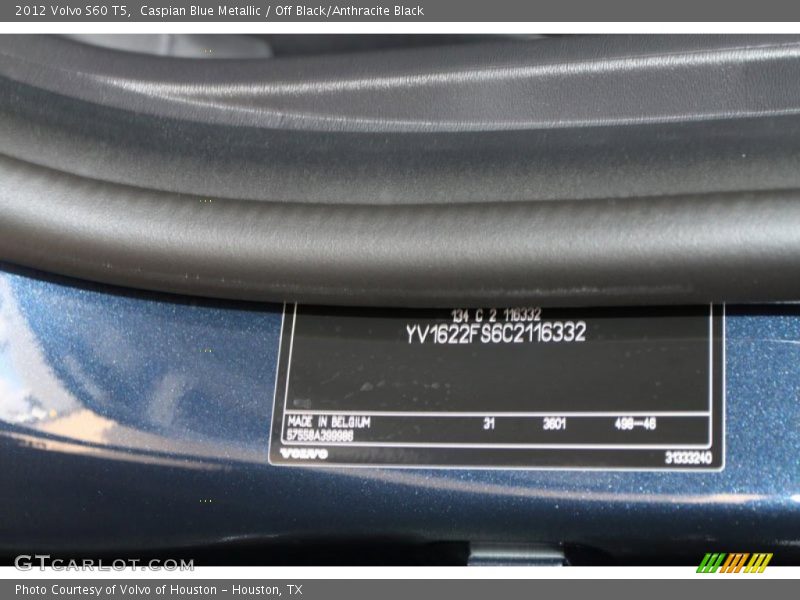 Caspian Blue Metallic / Off Black/Anthracite Black 2012 Volvo S60 T5