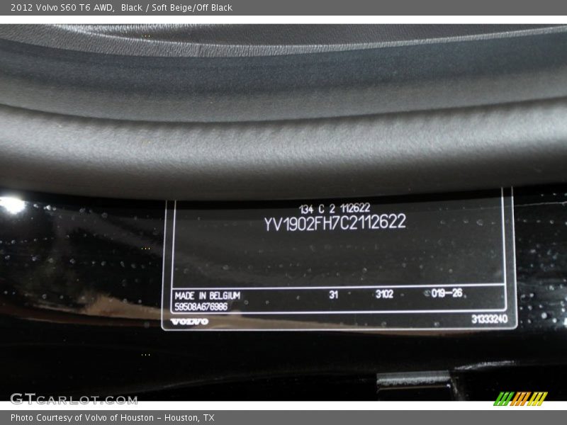 Black / Soft Beige/Off Black 2012 Volvo S60 T6 AWD