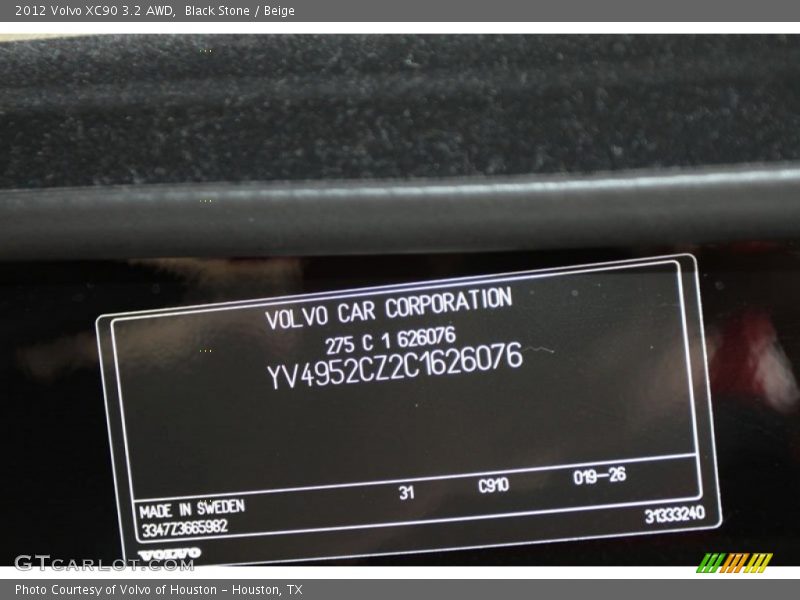 Black Stone / Beige 2012 Volvo XC90 3.2 AWD