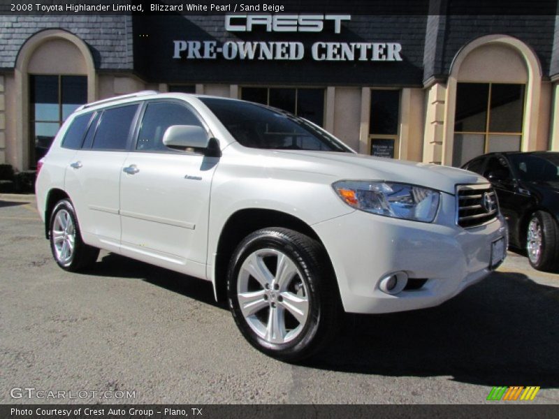 Blizzard White Pearl / Sand Beige 2008 Toyota Highlander Limited