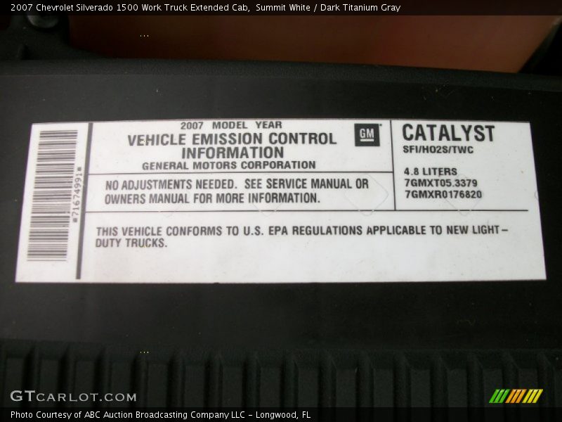 Summit White / Dark Titanium Gray 2007 Chevrolet Silverado 1500 Work Truck Extended Cab