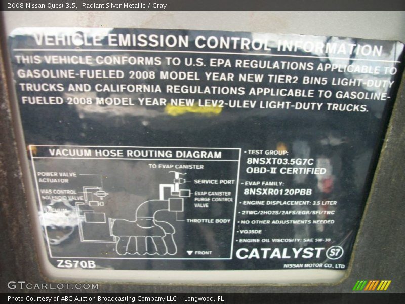 Radiant Silver Metallic / Gray 2008 Nissan Quest 3.5