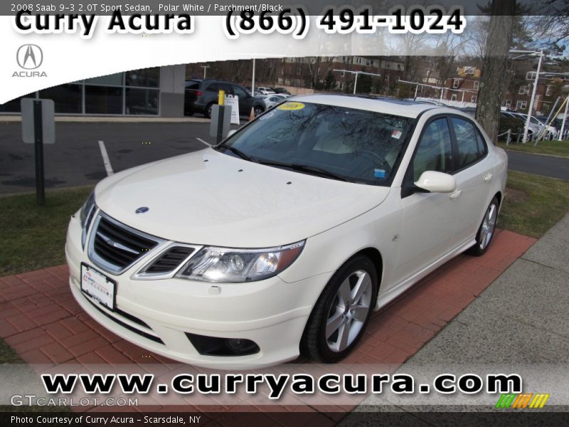 Polar White / Parchment/Black 2008 Saab 9-3 2.0T Sport Sedan