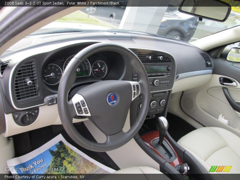 Polar White / Parchment/Black 2008 Saab 9-3 2.0T Sport Sedan