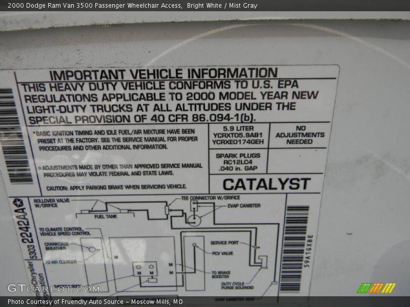 Bright White / Mist Gray 2000 Dodge Ram Van 3500 Passenger Wheelchair Access
