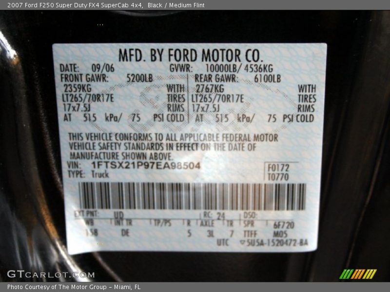 Black / Medium Flint 2007 Ford F250 Super Duty FX4 SuperCab 4x4