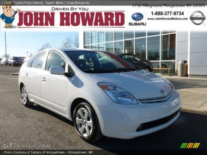 Super White / Gray/Burgundy 2005 Toyota Prius Hybrid