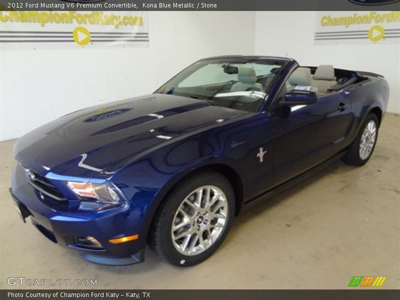 Kona Blue Metallic / Stone 2012 Ford Mustang V6 Premium Convertible