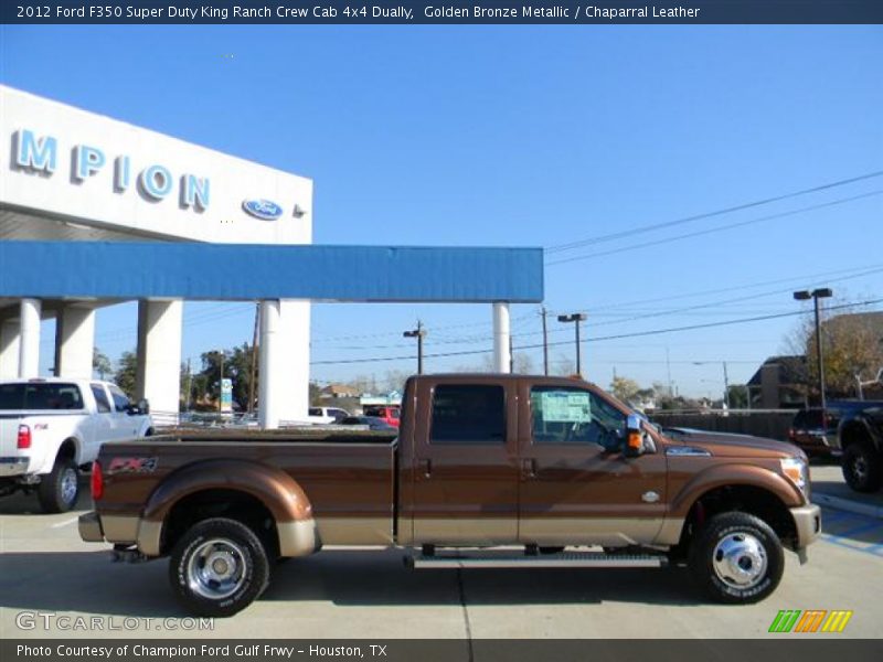 Golden Bronze Metallic / Chaparral Leather 2012 Ford F350 Super Duty King Ranch Crew Cab 4x4 Dually