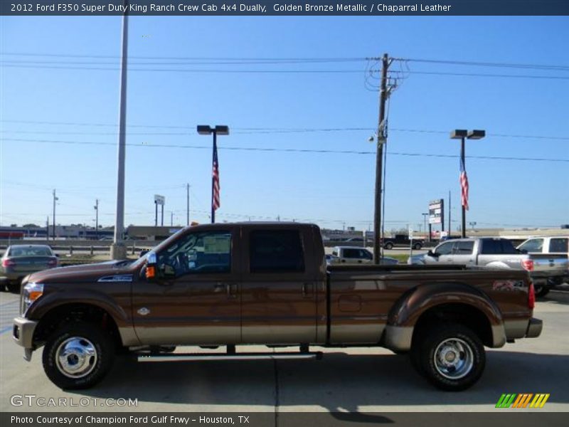 Golden Bronze Metallic / Chaparral Leather 2012 Ford F350 Super Duty King Ranch Crew Cab 4x4 Dually
