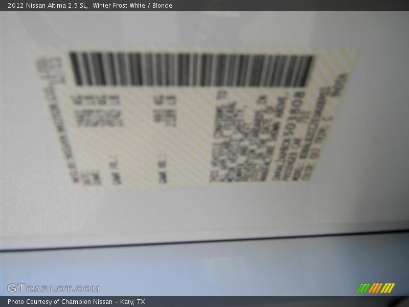 Winter Frost White / Blonde 2012 Nissan Altima 2.5 SL