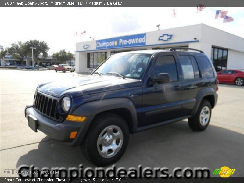 Midnight Blue Pearl / Medium Slate Gray 2007 Jeep Liberty Sport