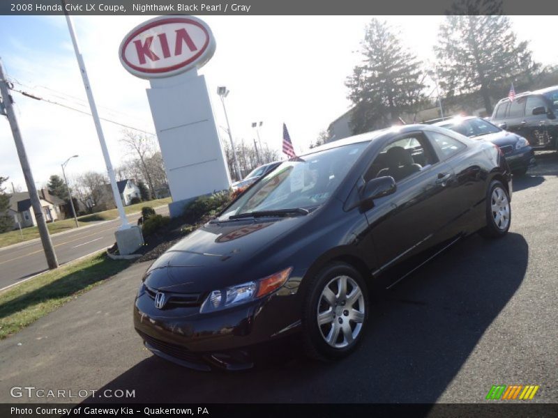 Nighthawk Black Pearl / Gray 2008 Honda Civic LX Coupe