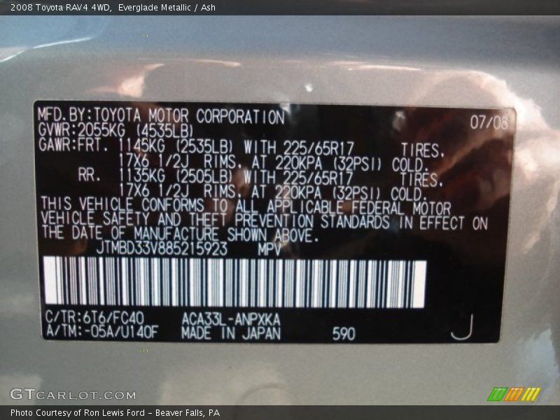 Everglade Metallic / Ash 2008 Toyota RAV4 4WD