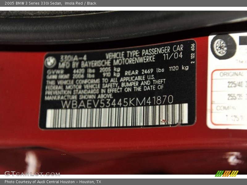 Imola Red / Black 2005 BMW 3 Series 330i Sedan