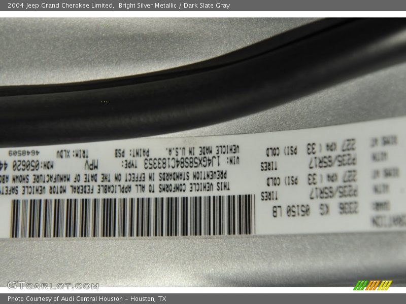 Bright Silver Metallic / Dark Slate Gray 2004 Jeep Grand Cherokee Limited