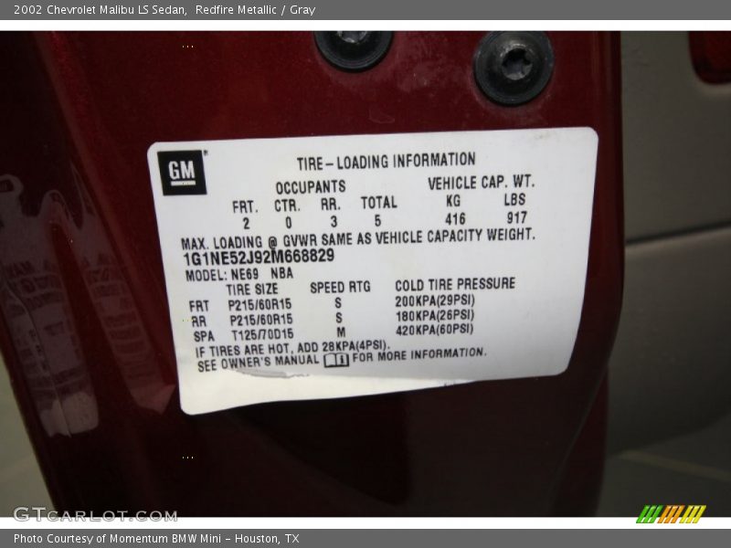 Redfire Metallic / Gray 2002 Chevrolet Malibu LS Sedan