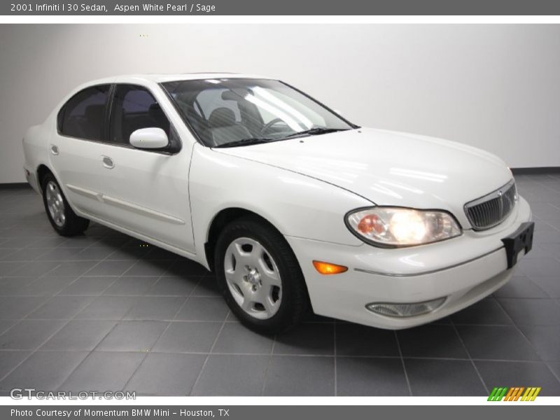 Aspen White Pearl / Sage 2001 Infiniti I 30 Sedan