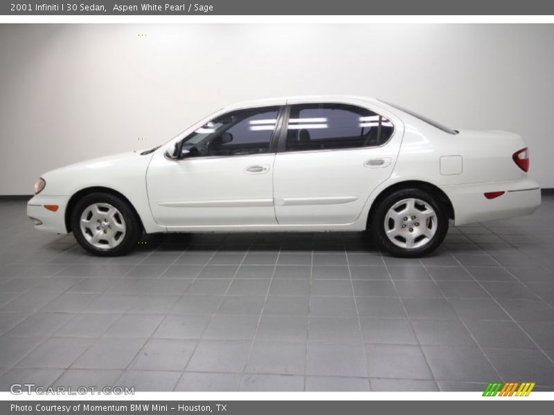 Aspen White Pearl / Sage 2001 Infiniti I 30 Sedan