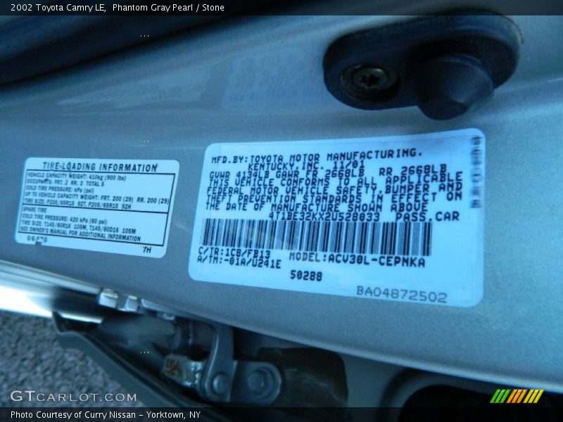 Phantom Gray Pearl / Stone 2002 Toyota Camry LE