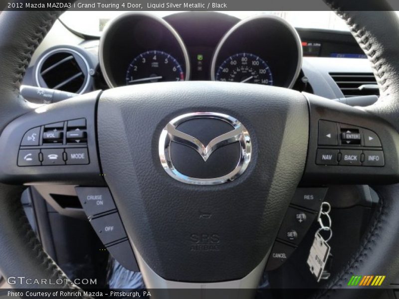 Liquid Silver Metallic / Black 2012 Mazda MAZDA3 i Grand Touring 4 Door