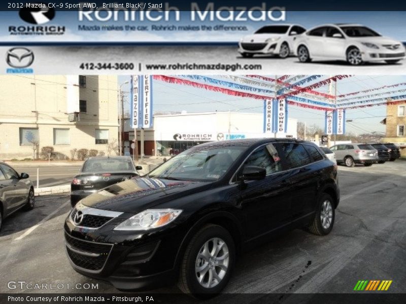 Brilliant Black / Sand 2012 Mazda CX-9 Sport AWD