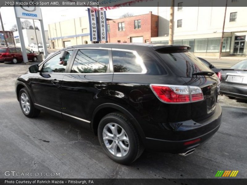 Brilliant Black / Sand 2012 Mazda CX-9 Sport AWD