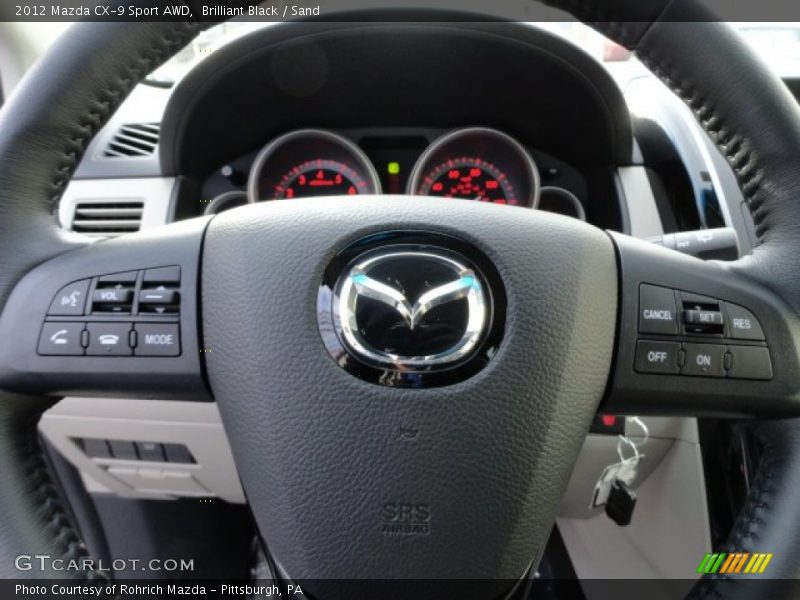 Brilliant Black / Sand 2012 Mazda CX-9 Sport AWD