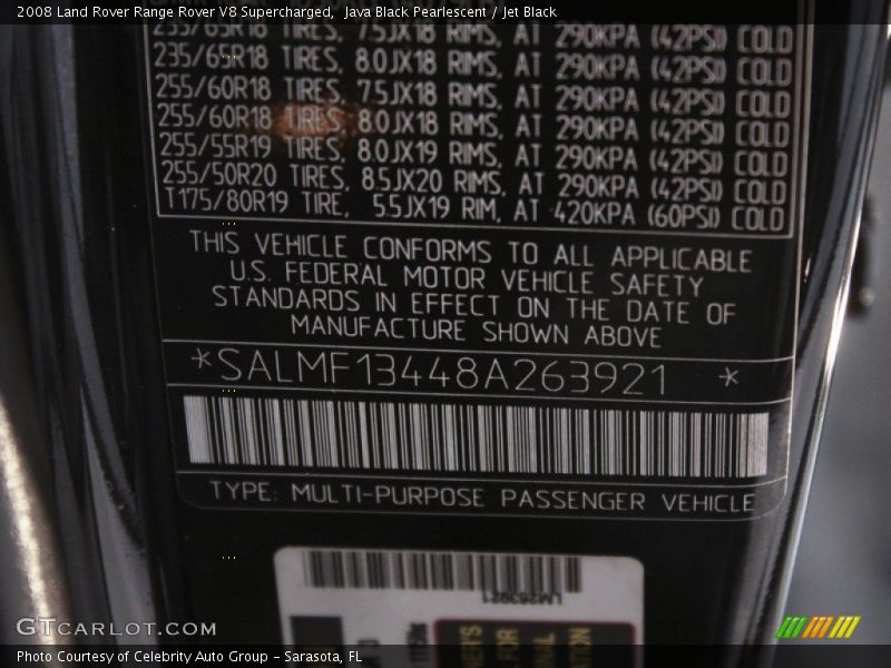 Java Black Pearlescent / Jet Black 2008 Land Rover Range Rover V8 Supercharged