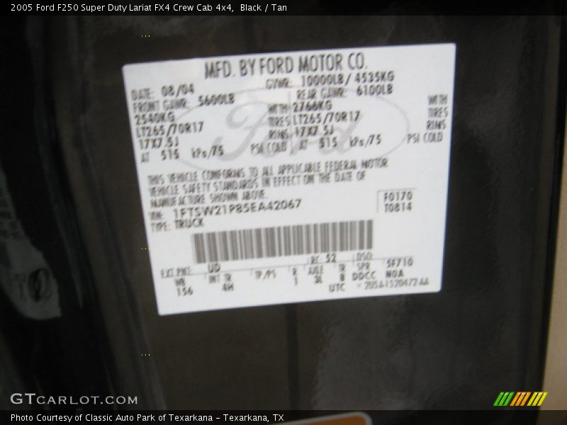 Black / Tan 2005 Ford F250 Super Duty Lariat FX4 Crew Cab 4x4