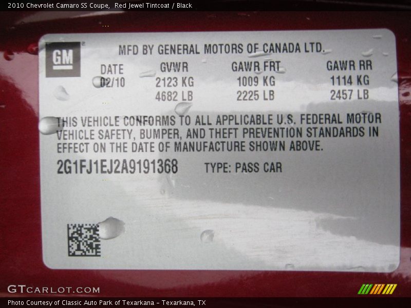 Red Jewel Tintcoat / Black 2010 Chevrolet Camaro SS Coupe