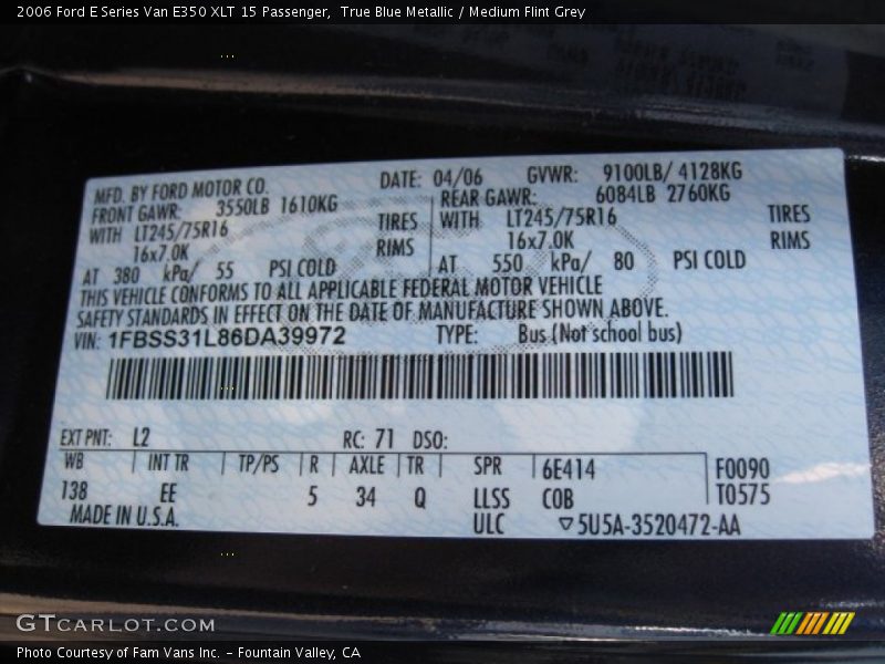 True Blue Metallic / Medium Flint Grey 2006 Ford E Series Van E350 XLT 15 Passenger