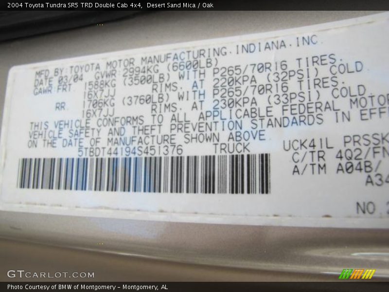 Desert Sand Mica / Oak 2004 Toyota Tundra SR5 TRD Double Cab 4x4