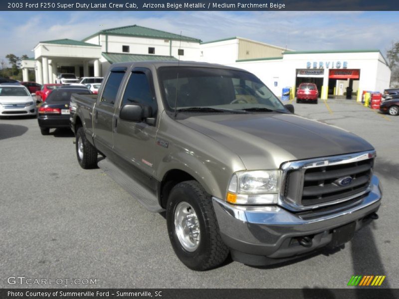 Arizona Beige Metallic / Medium Parchment Beige 2003 Ford F250 Super Duty Lariat Crew Cab