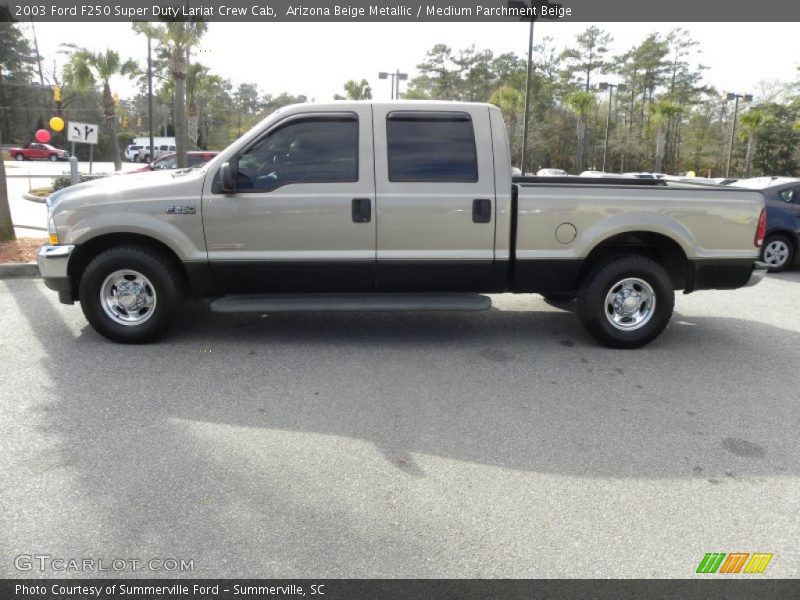 Arizona Beige Metallic / Medium Parchment Beige 2003 Ford F250 Super Duty Lariat Crew Cab