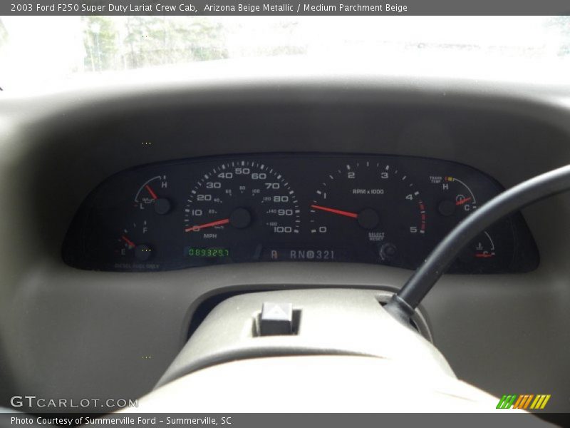Arizona Beige Metallic / Medium Parchment Beige 2003 Ford F250 Super Duty Lariat Crew Cab