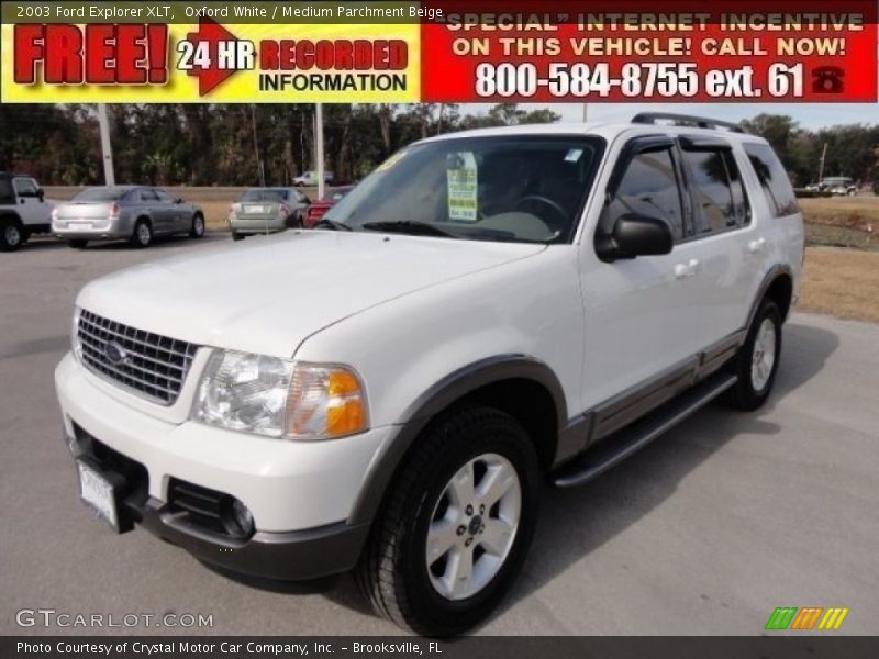 Oxford White / Medium Parchment Beige 2003 Ford Explorer XLT