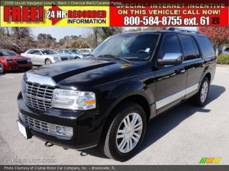 Black / Charcoal Black/Caramel Piping 2008 Lincoln Navigator Luxury