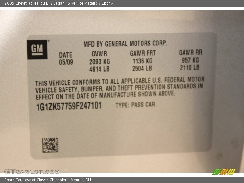 Silver Ice Metallic / Ebony 2009 Chevrolet Malibu LTZ Sedan