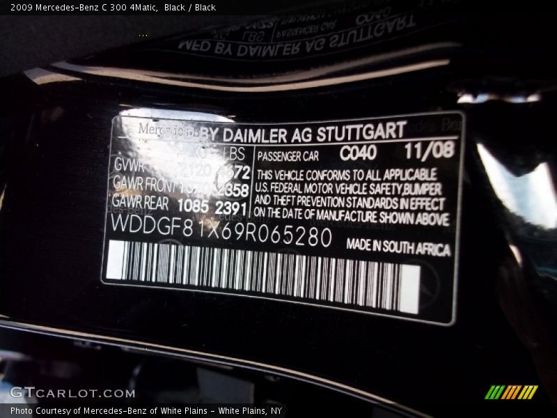 Black / Black 2009 Mercedes-Benz C 300 4Matic