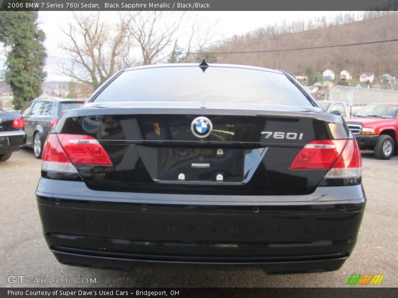 Black Sapphire Metallic / Black/Black 2006 BMW 7 Series 760i Sedan