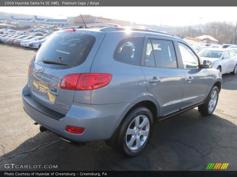 Platinum Sage / Beige 2009 Hyundai Santa Fe SE 4WD