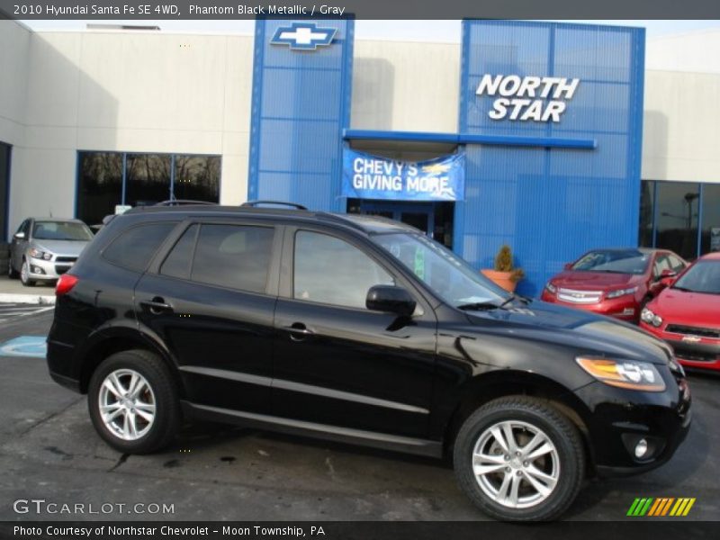 Phantom Black Metallic / Gray 2010 Hyundai Santa Fe SE 4WD