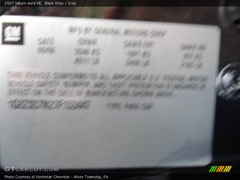 Black Onyx / Gray 2007 Saturn Aura XE