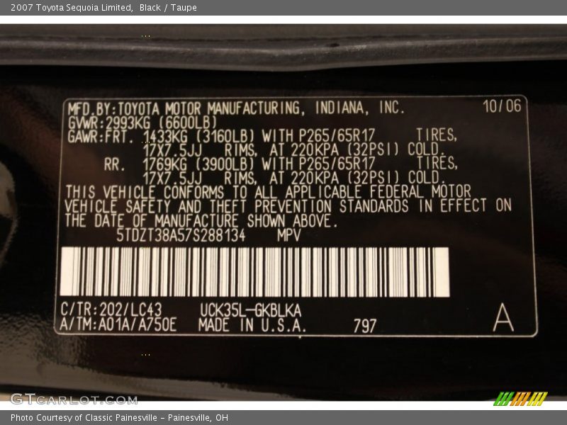 Black / Taupe 2007 Toyota Sequoia Limited