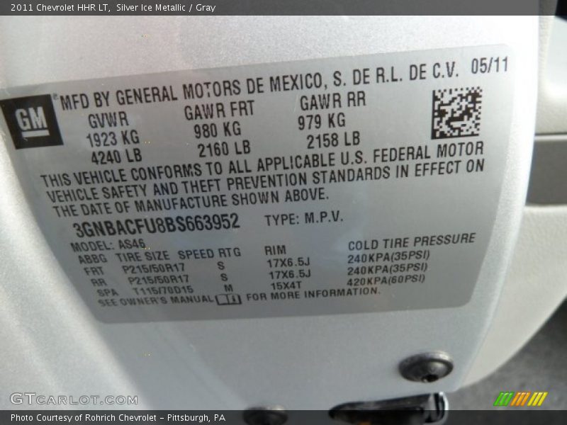 Silver Ice Metallic / Gray 2011 Chevrolet HHR LT