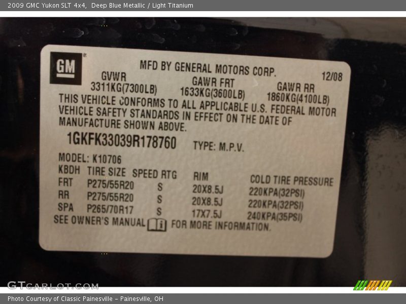 Deep Blue Metallic / Light Titanium 2009 GMC Yukon SLT 4x4